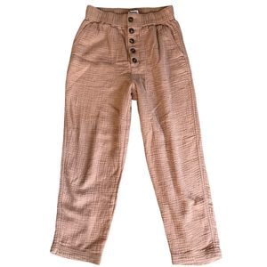 Madewell Women’s XS Linen Cotton High Rise Tapered Button Front Pants Cropped